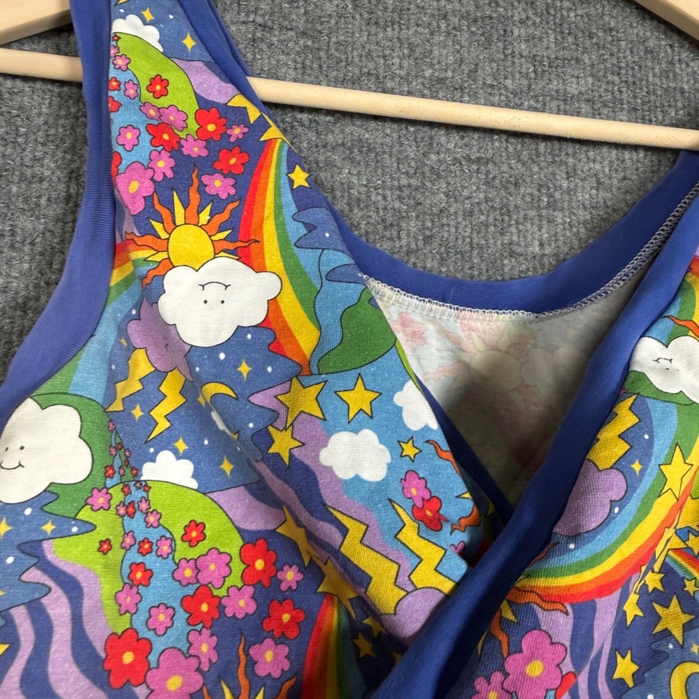 Molke Plus Size 2XL Bra Bikini Top Blue Cotton Blend Retro Rainbow Swim Beach UK - Picture 3 of 8